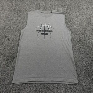 VTG Nike Shirt Boys L 14-16 Gray Basketball Swoosh Gym Tank Top Youth Kids Y2K